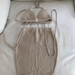 Shimmering Tan Two-Piece Set